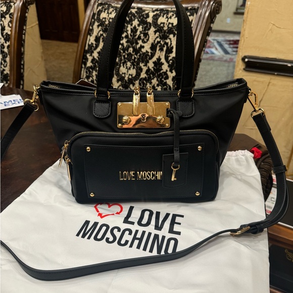 LOVE MOSCHINO BORSA NERO BLACK BAG HANDBAG DESIGNER PURSE NEW - Picture 6 of 10